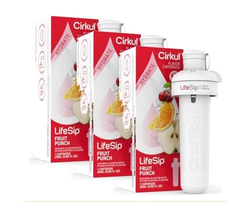 Cirkul Refills Flavor Cartridge Fruit Punch (3 Refills) for Cirkul Water Bottle - Flavored Water for Hydration - Water Enhancer with Zero Sugar & Zero Calories