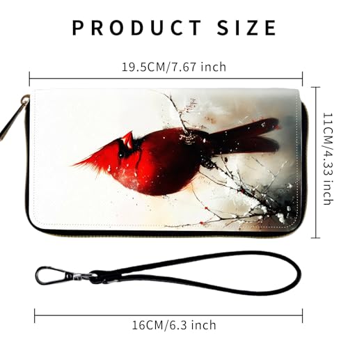 Wallet,Leather Long Wallet Suitable For Ladies And Teenagers - Detachable Wristband + RFID Travel Wallet With Card Slot - Cardinal Bird2