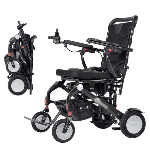 SZSXYBZ Silla de ruedas eléctrica de fibra de carbono de 19 kg, ligera, plegable, potente, centrada en la comodidad, un color
