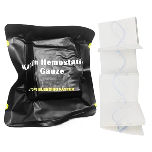 Gasa hemostática de caolín para combatir emergencias de trauma soluble plegable en Z, kit militar de primera aeida, apósito médico para heridas, coagulación rápida de la sangre, envoltura fuerte y