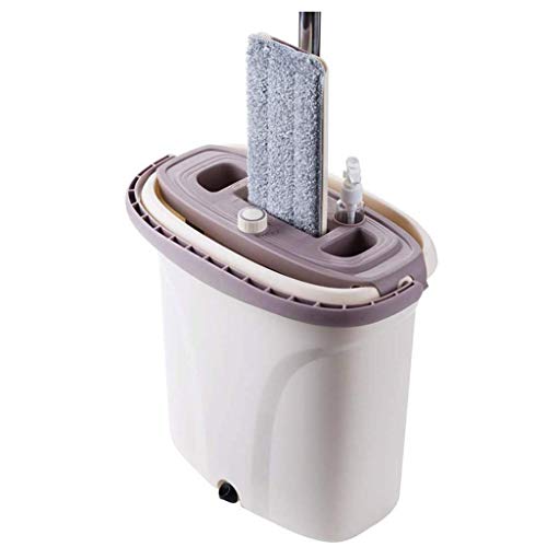P9IDEDFH Cubo de fregona con 2 almohadillas para fregona, cabezal giratorio de 360°, juego de fregona plana fácil de limpiar y cubos, lavar a mano, uso húmedo y seco en el suelo