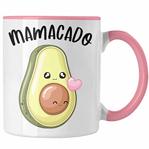 Trendation - Mamacado Tasse Geschenk Werdene Mutter Avocado NIedliche Grafik Schwangerschafts-Verkündung (Rosa)