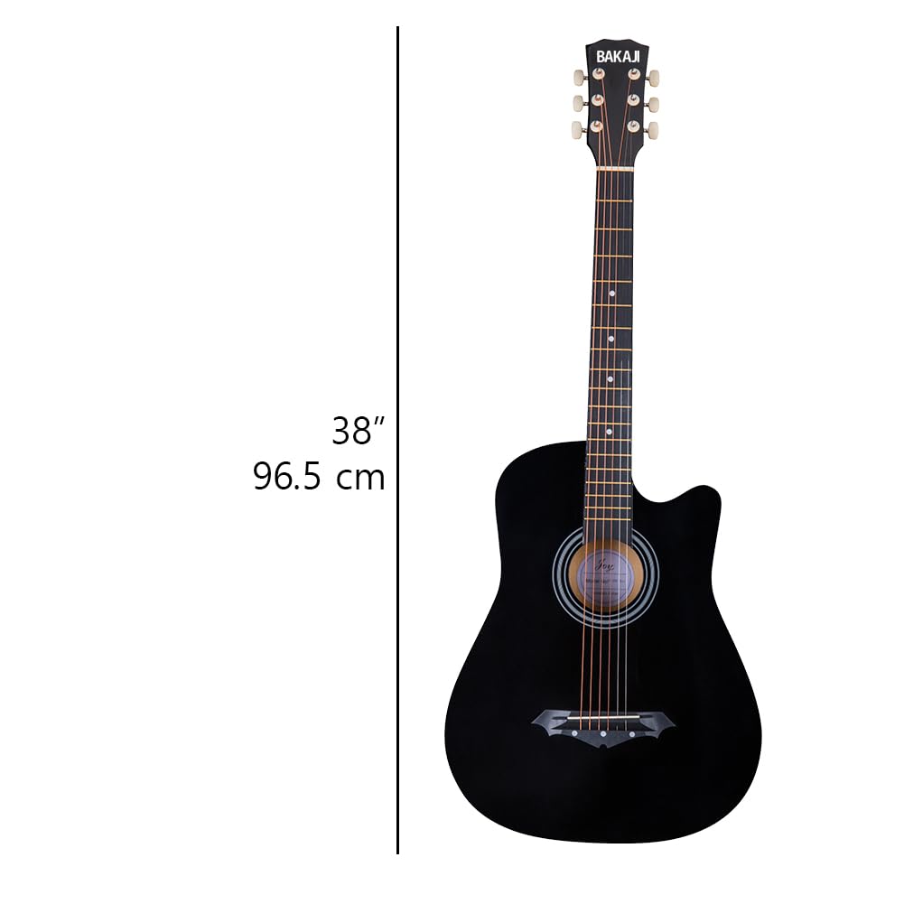 Chitarra Acustica Nera 38 Pollici Principianti Custodia Kit Ricambio Corde Plettri Tracolla Cutaway