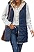Maeau Gilet trapuntato da donna gilet invernale foderato in pile lungo con cappuccio piumino da donna invernale senza maniche cappotto caldo gilet Outwear cardigan con cerniera S-3XL, Blu, M
