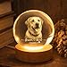 GABITA Personalized 3D Photo Crystal Ball, Custom Engraved Picture Lamp with Wood Base, Night Light for Dog Lovers, Loss of Pet Sympathy Gift Night Light, Dog Memorial Gifts, Custom Photo Portrait