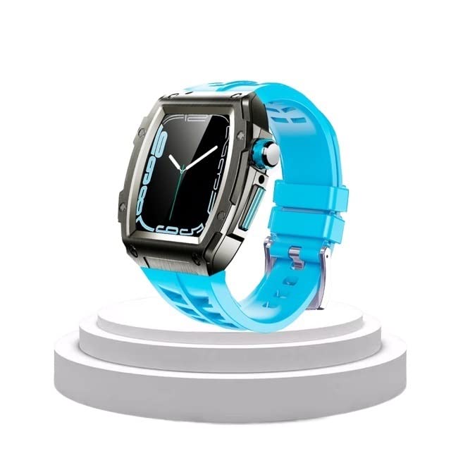 Kit modification Apple Watch band 7 45mm boîtier métal bracelet caoutchouc