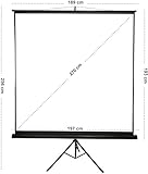 Todeco Écran de Projection sur Pied 105 Pouces, Portable Pliable, Écran pour projecteur avec trépied, pour intérieur ou extérieur, 190 x 190 cm, Formats 1:1, 4:3, 16:9, HD 4K 3D, Noir