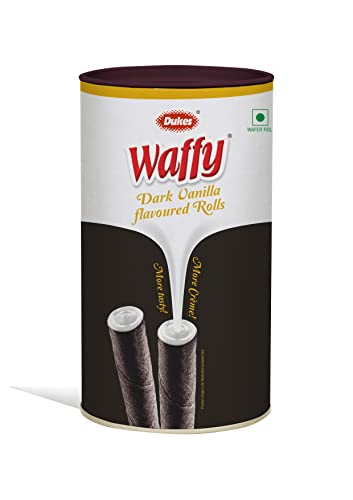 Image of Dukes Waffy Dark Vanilla Flavoured Rolls Tin (300g)