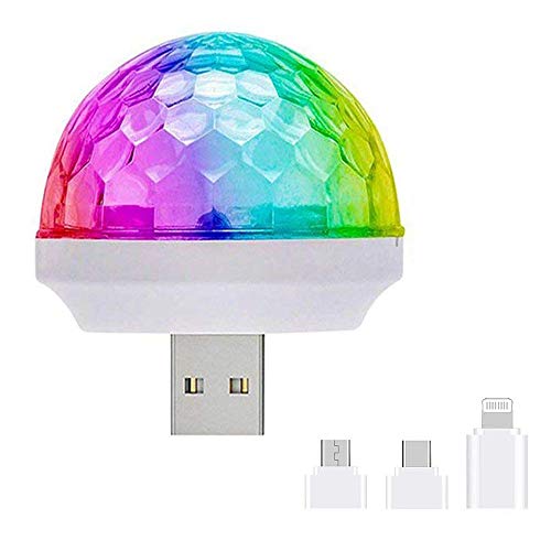 Modern Car USB Disco Light, Sound Actived LED Mini Atmosphere Ball Party DJ Portable Strobe Lights with Adapter Multi Colored