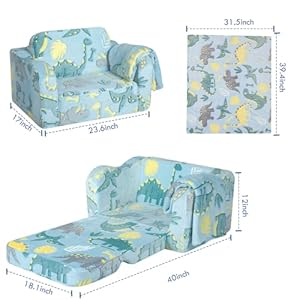 Memorecoolglowinthedarkdinosaurtoddlercouchfoldablesoftplushkidsreclinerchairbabysofablue Urban Country Home Decor Memorecool glow in the dark dinosaur toddler couch foldable soft plush kids recliner chair baby sofa blue urban country home decor