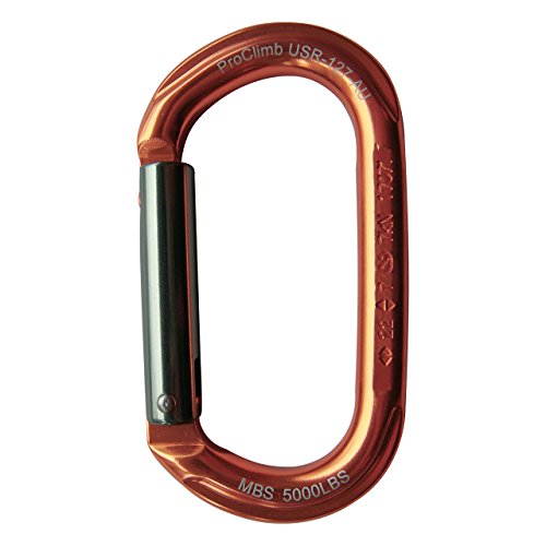 ProClimb Oval Aluminum Carabiner Straight Gate Keylock 7kN