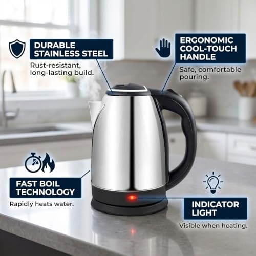 Image of Electric 1500W 1.8L Extra-Large Capacity | Stainless Steel Body with Cool Touch Exterior | Automatic Shut-Off & Boil Dry Protection (kettle and blender)
