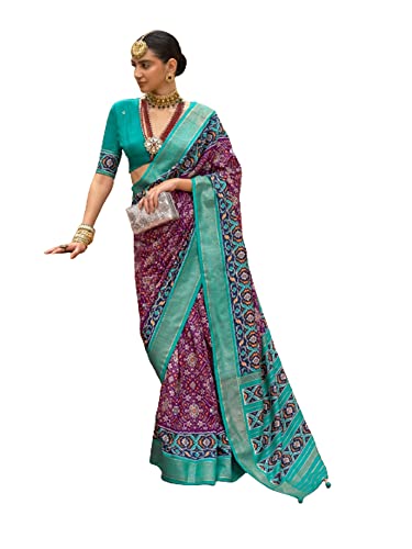 Sari traditionnel en soie semi-cousu ajustable pour femme violet 8311