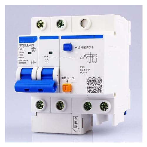 Dispositivo de corriente residual NXBLE-63 2P tipo C con protección contra sobrecarga 63A 3