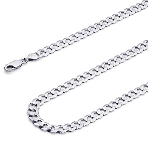 14k REAL White Gold Solid 2.5mm Cuban Concave Curb Chain
