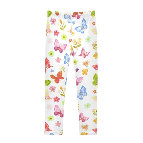 Girls' Leggings Butterfly Flowers Floral Kids Yoga Tights Pants 1 Pack 2303312