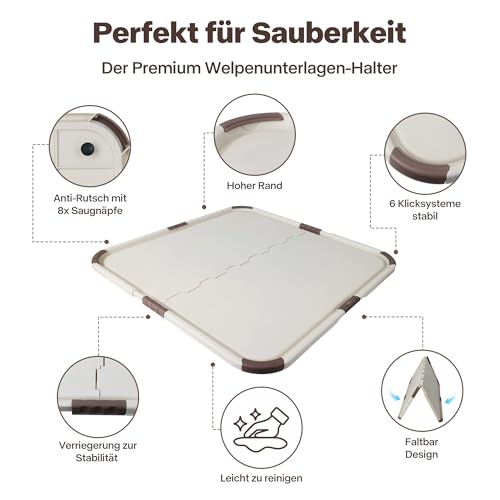 Pet Prime Welpen-Padhalter, tragbare Welpentöpfchen-Schale, Schutz vor auslaufenden Pads, tragbare Urin-Schale für die Welpenerziehung, für Pads mit Einer Größe von 53 x 53 cm oder größer
