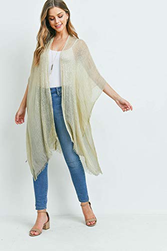 Image of RIAH FASHION Bohemian Sequin Glitter Shawl Wrap Poncho - Kimono Cardigan, Sparkly Metallic Mesh Scarf, Open Knit Crochet