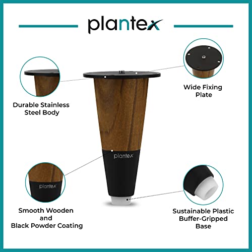 Image of Plantex 4 Inch Sofa Legs for Bed Furniture /Sofa Legs for Table /Sofa Support Legs with Rubber Grip (Black, 6 Pcs)