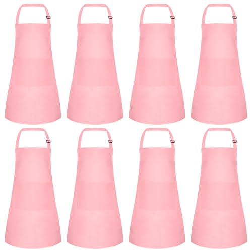 Morcheiong 8 Pack Adjustable Kids Apron Bulk with...