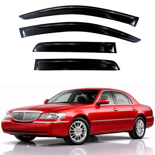 Image of KPY Rain Guards Fit for 1998-2010 Lincoln Town Car, Out-Channel Window Visors Vent Wind Deflectors 4PC, Car Accessories for 98-10 Lincoln Town Car