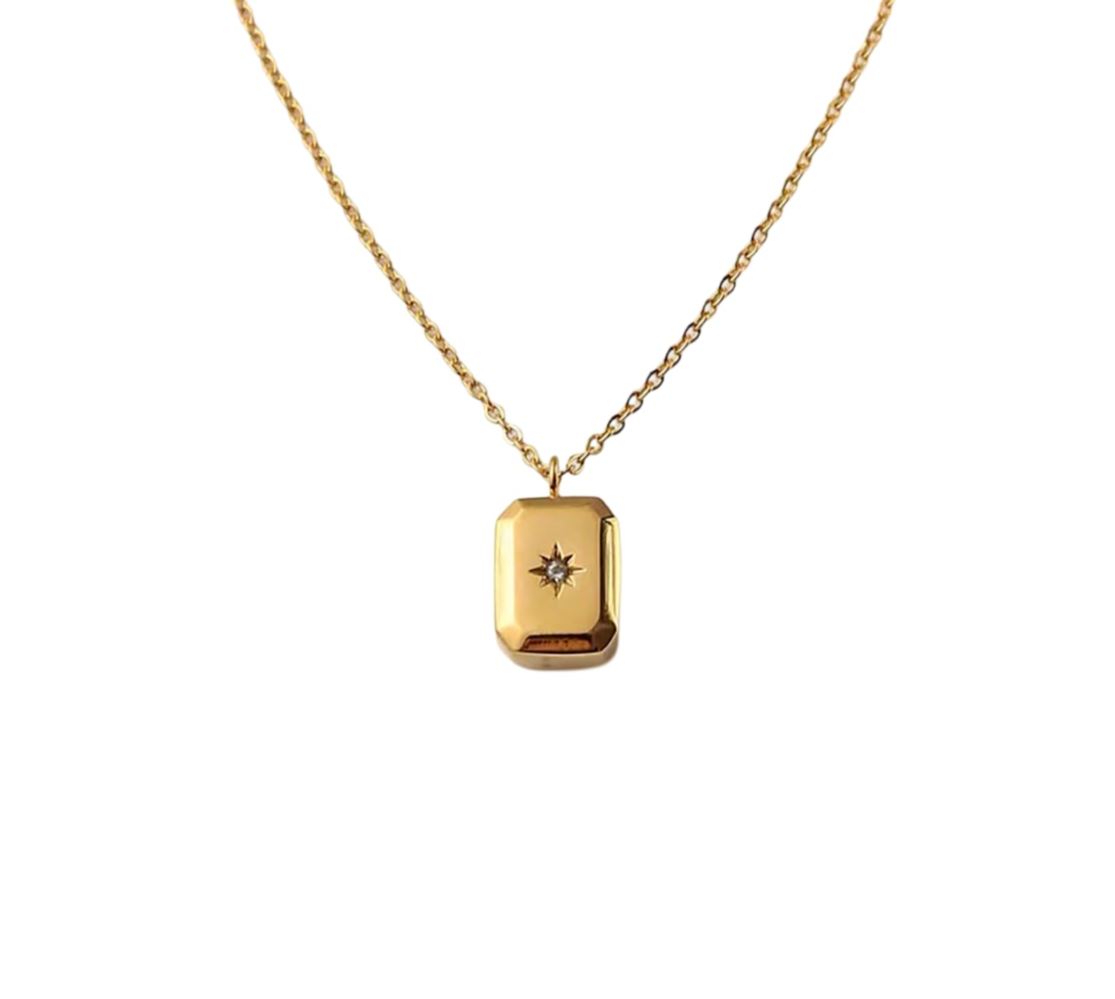 Plata North Star Square Pendant Necklace Emma for Women & Girls - Gold-Plated Stainless Steel, Hypoallergenic, Water & Tarnish Proof, Elegant & Durable Jewelry Gift (B0D8BQVPL2) Amazon Price History, Amazon Price Tracker