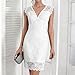 Women's Lace Cocktail Dress Sleeveless V Neck Elegant Bodycon Midi Dress for Wedding Guest Party Evening Formal (US, Alpha, Medium, Regular, Regular, White)