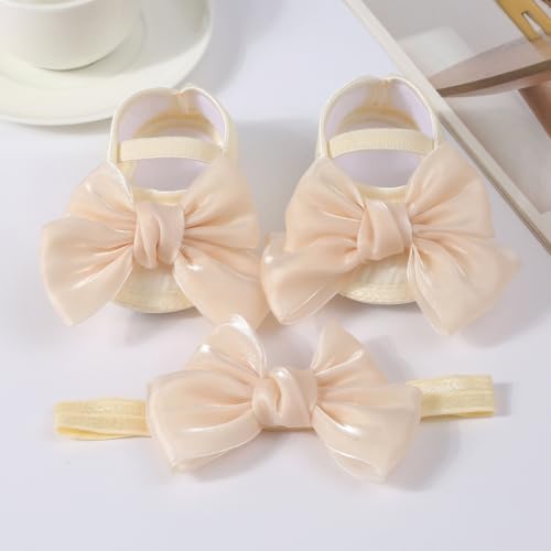 Infant Girl Cotton Walking Shoe with Headband Not Slip Shoe Elegant Little Girl with Headband Comfortable Shoe3