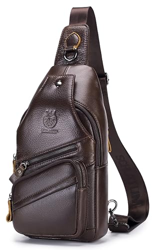 Image of Crossbody Bag for Men Genuine Leather Sling Bag Small Chest Shoulder Bag Durable Men Bag Crossbody