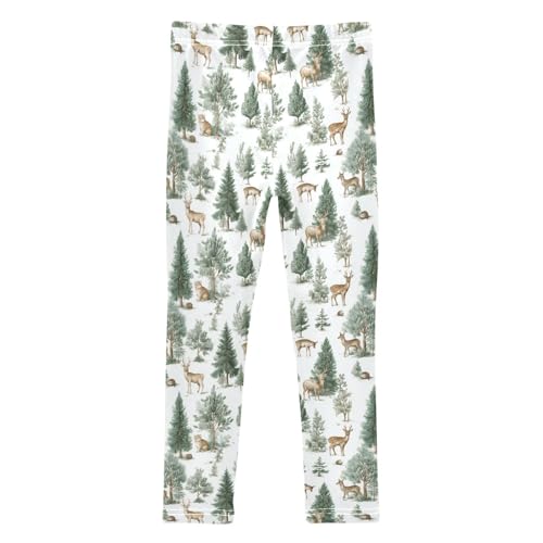 Girls Leggings Soft Toddler Ankle Length Bottoms Deer Forest Kids Dance Yoga Pants 4-10 Years2