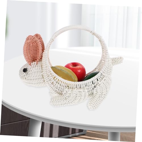 Cesta de mimbre sintética para almacenamiento de juguetes y papelera de frutas con manejar 6