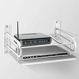 Tablette flottante pour composants TV, console multimédia murale en métal, étagère pour décodeur TV sans perforation pour décodeurs / routeurs / télécommandes / lecteurs DVD / consoles de jeux