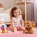 SOLPOBEI Music Highland Cow Stuffed Animal with Sound, Farm Cow Toy with ''Moo''Sound, Soft Farm Animal Cattle Plushie Doll Festival Presents for Adults Kids Boys Girls (Brown)