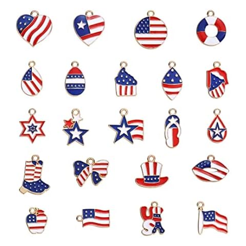 YEYULIN 22 Pieces Mixed American Flag Charms Pendant Enamel Charms for 4th Independence Day Ornament of July DIY Decoration Jewelry Making Cover