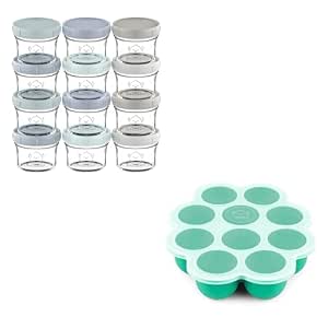 PandaEar 3-Pack Silicone Baby Food Freezer Trays With Lids - 1oz Portions, BPA-Free Storage For Purees, Breastmilk & Homemade Baby Meals (Blue/Green/Carnation)