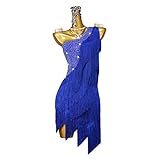 turnierkleid gebraucht  kzytamz Ärmelloses Latein Für Damen Tanzkleider Für Die Praxis Cha-Cha Performance Saum Lateinisches Turnierkleid Für Frauen Flamenco Kleid Salsa Tanzen Outfit (XL,Blue)