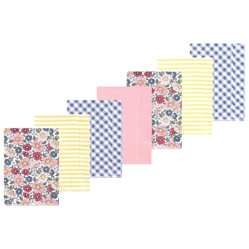 Image of Luvable Friends Hudson Baby Flannel Burp Cloths 7pk, Pink Blue Floral