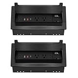 2Pack Conference Table Power Hub, Outlet Multimedia Connectivity Box with 1 HDMI + 1 RJ45 + 20W USB C + 2 USB A + 2 AC Outlets, Heavy Duty Metal Table Top Box for Countertop Office UL Listed