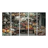 islandburner Prime Bild auf Leinwand Traditioneller Marktstand mit frischem Gemüse und Obst für Küche Kochliebhaber Feinkostgeschäft Bilder Wandbilder Poster