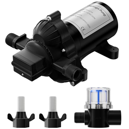 2088-422-144 RV Pump 12V 3.3GPM RV Water Pump 45psi 1/2 MNPT Connection Diaphragm Pump Quiet and Durable High Performance Motor Fits Most Brands of RV Water Pumps