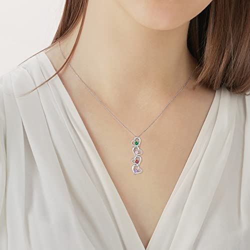 Albertband Mom Gift Personalized Heart Necklaces For Mother 4 Birthstone Necklaces For Women Mom Necklace Custom 4 Name Necklace Promise Necklace Mothers Day Birthday Gifts For Grandmother Wife #TOP1