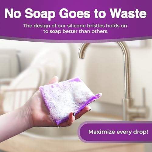 Image of Silicone Sponges for Dishes - 4 Pack Dual-Sided Dish Scrubber - Food Grade, BPA Free Silicone Sponge & Housecleaning