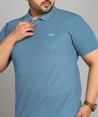 Image of INKKR Plus Size Men's Regular Fit Solid Polo Tshirt