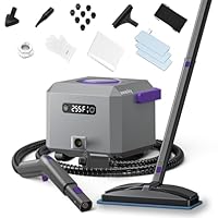 awasky Steam Cleaner: 1650W, Fast 50-Sec Heat-Up Refill Anytime-No Cooling-Detachable Hose Steamer for Home Use Car Bed Furniture Bathroom Tile Grout Floor Cleaning And More Grey
