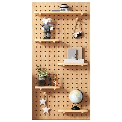 Kit de combinación de tablero de clavijas, tablero perforado de madera, con clavos de madera pequeños para garaje, tablero de clavijas de exhibición montado en la pared, estante de almacenamiento
