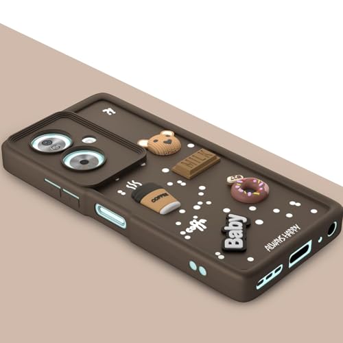 Image of Bintage Cute Fun Ball | Taddy Cartoon 3D Smiley Coffee Cup | Milk Donut | Full Camera Protection Back Cover Compatible for Oppo CPH2553 / Oppo A79 5G - Brown