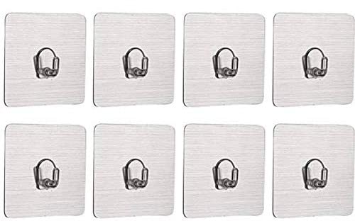 Image of VOLO Wall Hooks, Self Adhesive Hooks, Transparent Plastic Reusable Heavy Duty Hook No Trace No Scratch Waterproof and Oilproof for Kitchen Bathroom Storage Room Office. (Pack of 8 Pcs.)