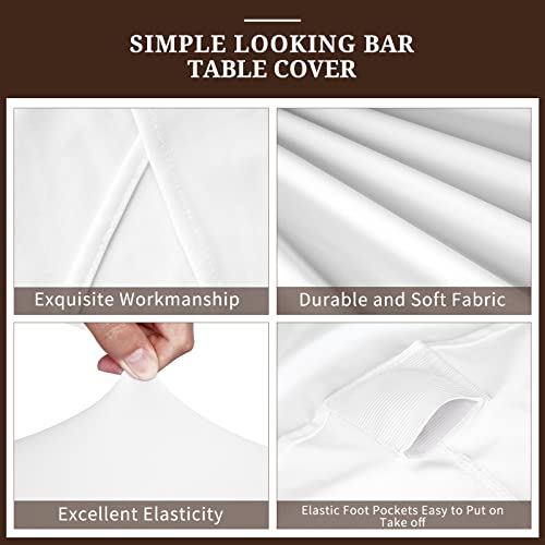 6er-Set Weiß Stretch Stehtisch Husse für Bistrotisch Ø 80-85 cm Spandex Stretch Tischdecke, Verstärkung im Fußbereich Für Hochzeit Geburtstagsfeier Bankett Stehtische und Bistrotische(80×110cm,Weiß)