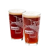 Ski Lift Pint Glasses - Set of Two 16oz. Beer Glasses