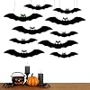 2 Pcs Halloween hangende vleermuizen | Realistische Halloween enge vleermuizen met gloeiende ogen,DIY Halloween-feestbenodigdheden voor thuismuurraam Yard Garden Lawn Generic